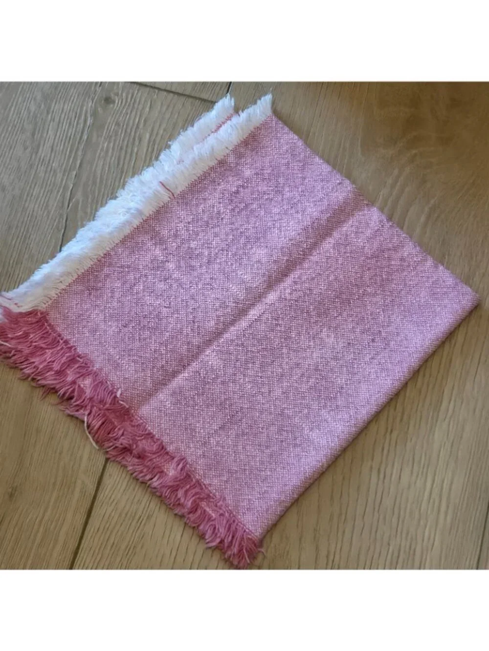 Farmhouse Rachel Ashwell Set 6 Pink 18 X 18 Fring Edge Cotton Cloth Napkins